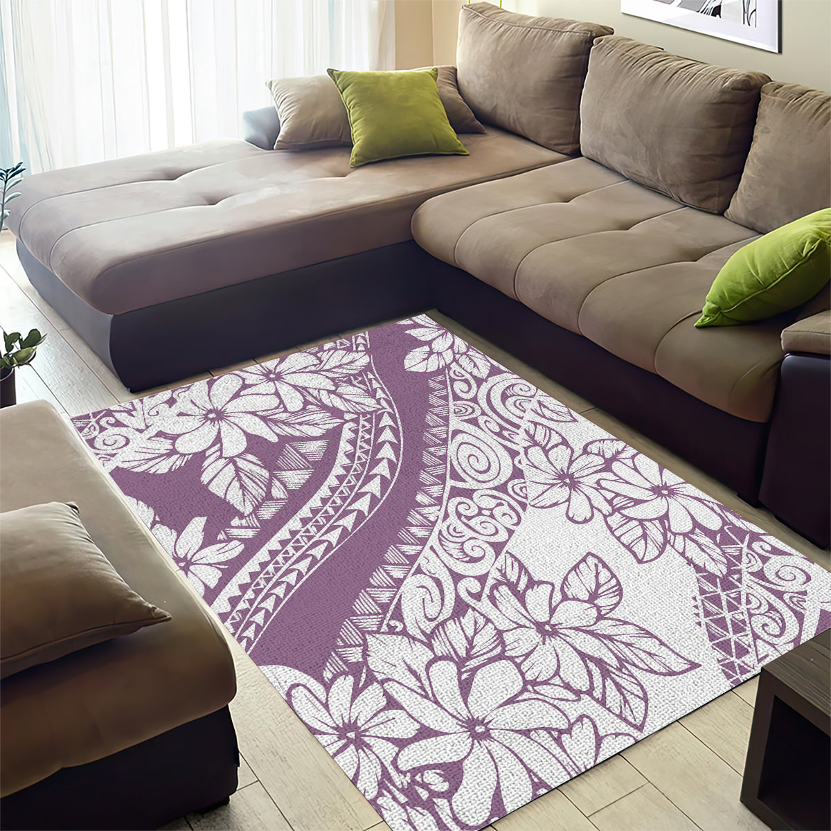 Polynesia Area Rug Polynesian Tropical Flowers Purple Pastel Vibes LT14 - Polynesian Pride