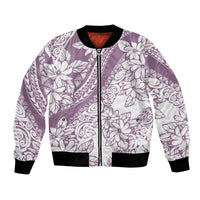 Polynesia Bomber Jacket Polynesian Tropical Flowers Purple Pastel Vibes LT14 Unisex Purple - Polynesian Pride