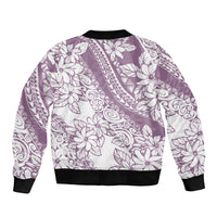 Polynesia Bomber Jacket Polynesian Tropical Flowers Purple Pastel Vibes LT14 - Polynesian Pride