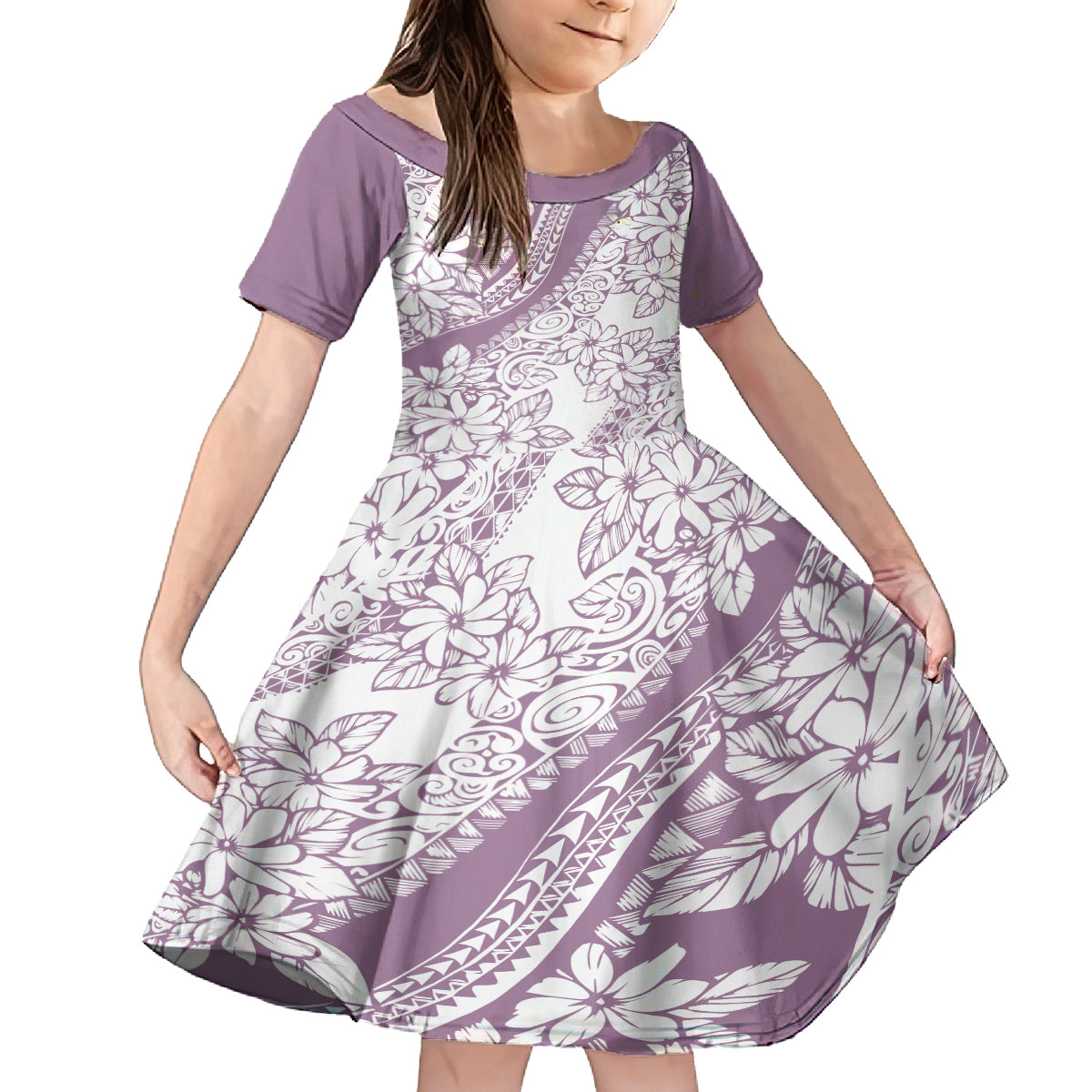 polynesia-family-matching-long-sleeve-bodycon-dress-and-hawaiian-shirt-polynesian-tropical-flowers-purple-pastel-vibes