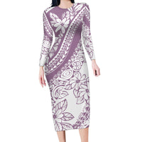 polynesia-family-matching-long-sleeve-bodycon-dress-and-hawaiian-shirt-polynesian-tropical-flowers-purple-pastel-vibes