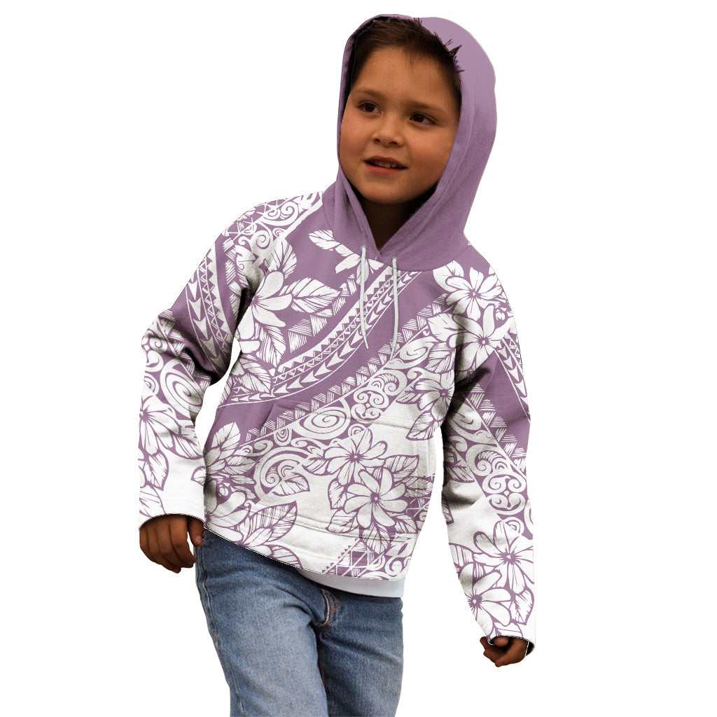Polynesia Kid Hoodie Polynesian Tropical Flowers Purple Pastel Vibes LT14 - Polynesian Pride