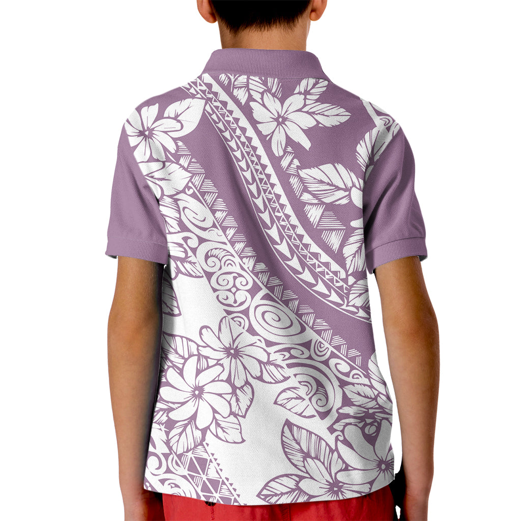 Polynesia Kid Polo Shirt Polynesian Tropical Flowers Purple Pastel Vibes LT14 - Polynesian Pride