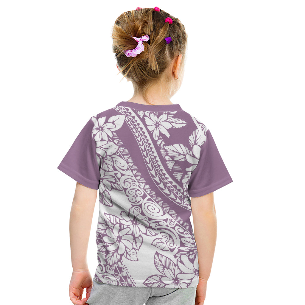 Polynesia Kid T Shirt Polynesian Tropical Flowers Purple Pastel Vibes LT14 - Polynesian Pride