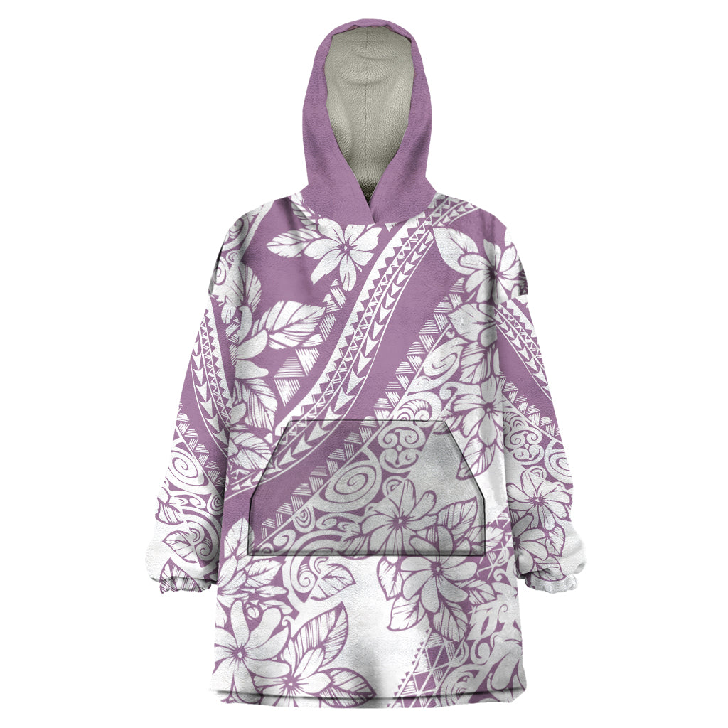 Polynesia Wearable Blanket Hoodie Polynesian Tropical Flowers Purple Pastel Vibes LT14 One Size Purple - Polynesian Pride