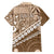 Beige Bula Fiji Family Matching Off The Shoulder Long Sleeve Dress and Hawaiian Shirt Fijian Language Week Tapa Cloth - Pastel