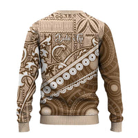 Beige Bula Fiji Ugly Christmas Sweater Fijian Language Week Tapa Cloth - Pastel