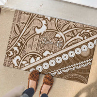 Beige Bula Fiji Rubber Doormat Fijian Language Week Tapa Cloth - Pastel