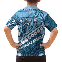 Blue Bula Fiji Family Matching Summer Maxi Dress and Hawaiian Shirt Fijian Language Week Tapa Cloth - Pastel