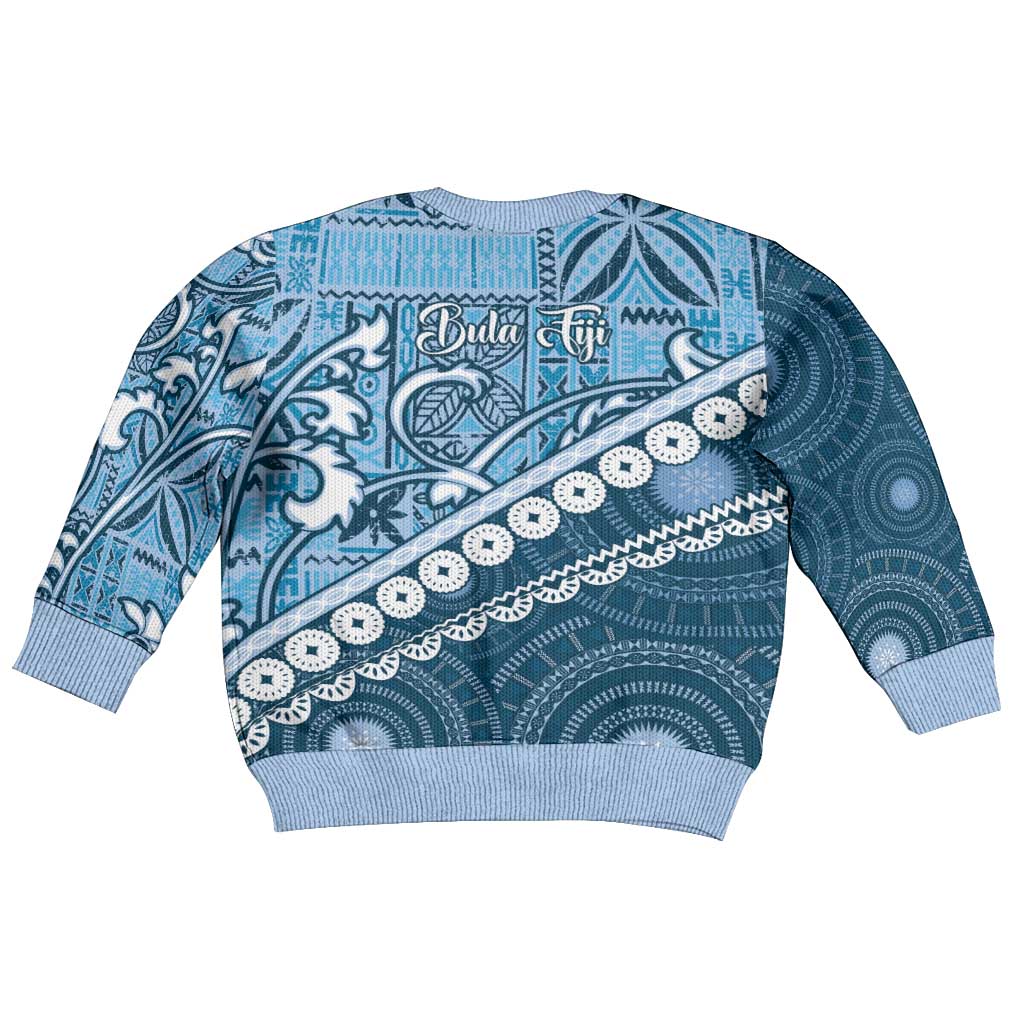 Blue Bula Fiji Kid Ugly Christmas Sweater Fijian Language Week Tapa Cloth - Pastel