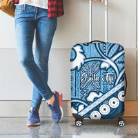Blue Bula Fiji Luggage Cover Fijian Language Week Tapa Cloth - Pastel