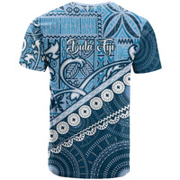 Blue Bula Fiji T Shirt Fijian Language Week Tapa Cloth - Pastel