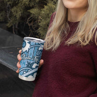 Blue Bula Fiji Tumbler Cup Fijian Language Week Tapa Cloth - Pastel LT14 - Polynesian Pride