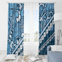 Blue Bula Fiji Window Curtain Fijian Language Week Tapa Cloth - Pastel