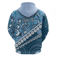 Blue Bula Fiji Zip Hoodie Fijian Language Week Tapa Cloth - Pastel