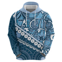 Blue Bula Fiji Zip Hoodie Fijian Language Week Tapa Cloth - Pastel