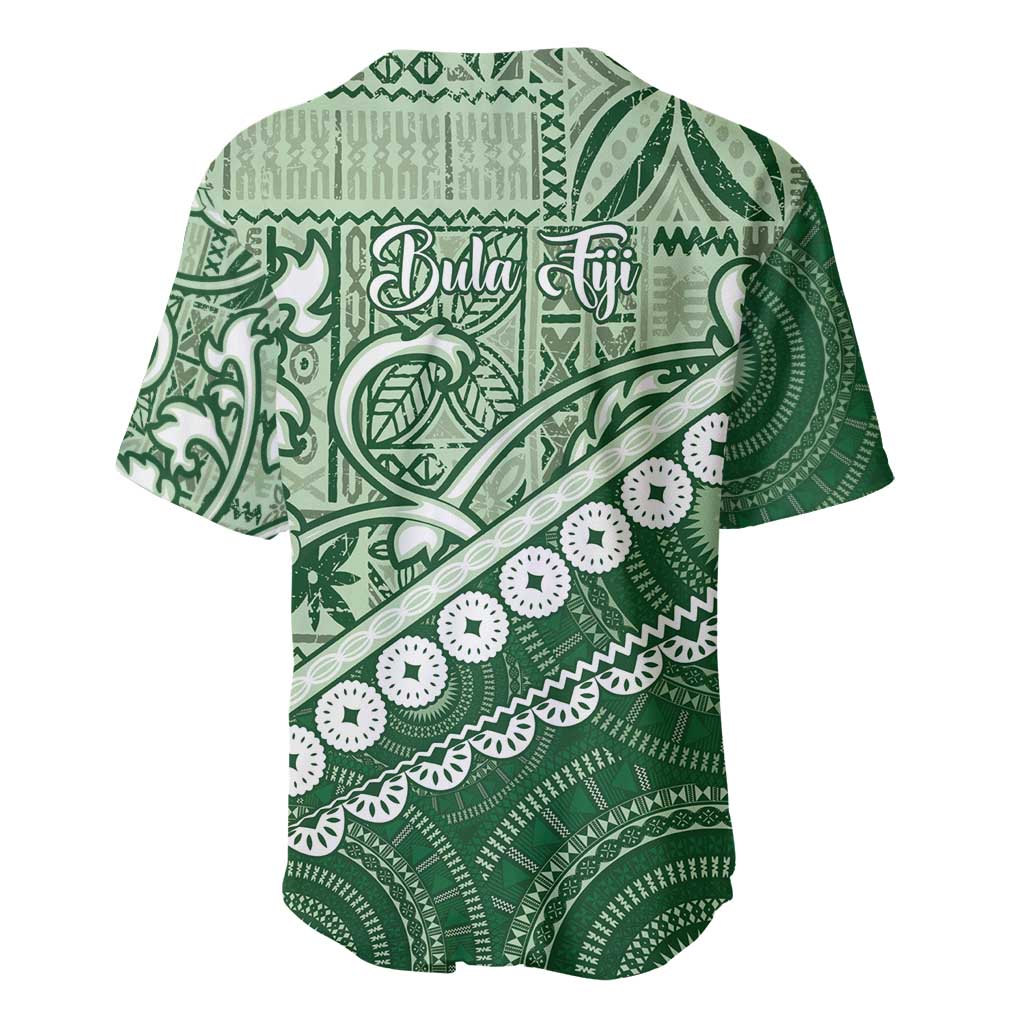 Green Bula Fiji Baseball Jersey Fijian Language Week Tapa Cloth - Pastel LT14 - Polynesian Pride