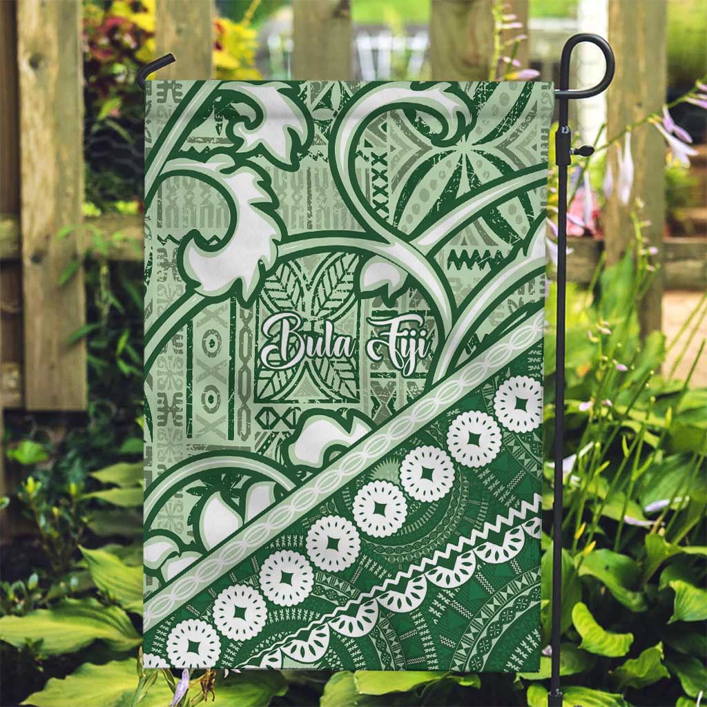 Green Bula Fiji Garden Flag Fijian Language Week Tapa Cloth - Pastel