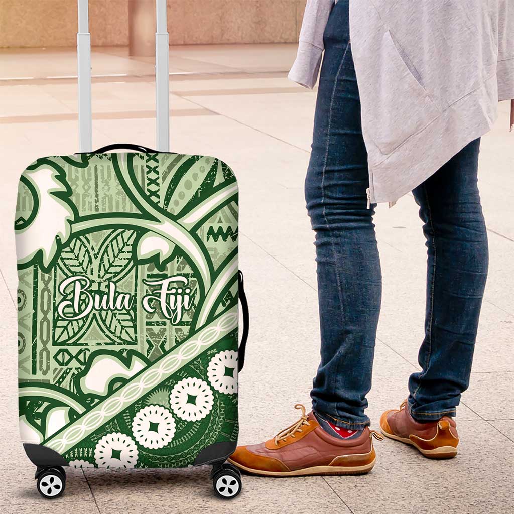 Green Bula Fiji Luggage Cover Fijian Language Week Tapa Cloth - Pastel LT14 Green - Polynesian Pride