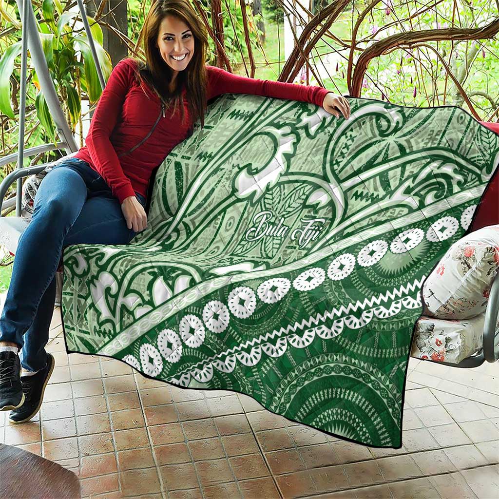 Green Bula Fiji Quilt Fijian Language Week Tapa Cloth - Pastel