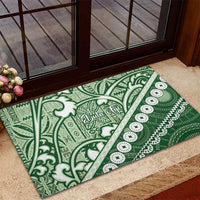Green Bula Fiji Rubber Doormat Fijian Language Week Tapa Cloth - Pastel