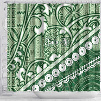 Green Bula Fiji Shower Curtain Fijian Language Week Tapa Cloth - Pastel