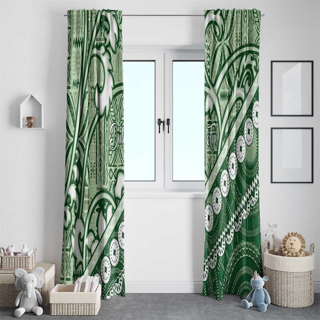 Green Bula Fiji Window Curtain Fijian Language Week Tapa Cloth - Pastel