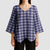 Navy Blue Japanese Palaka Pride Kimono Sleeve Blouse - Polynesian Pride
