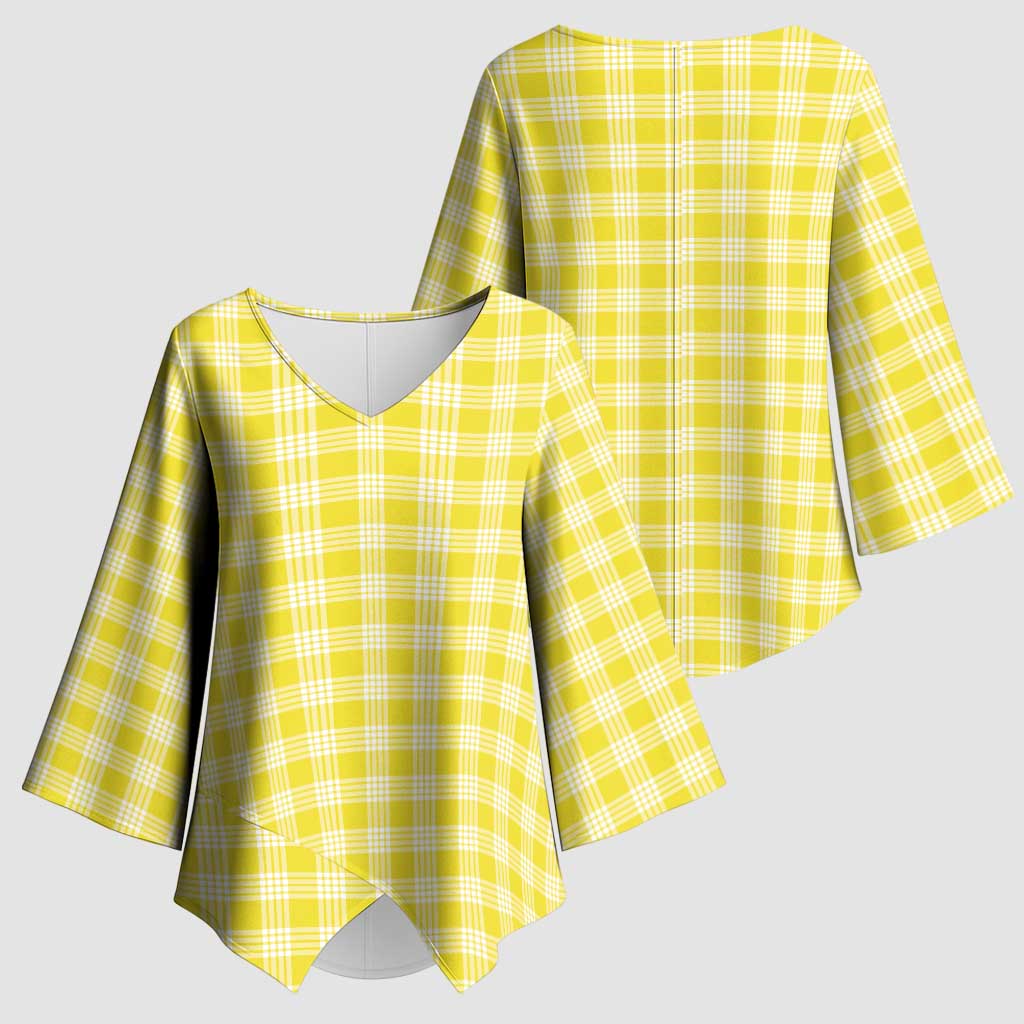 Yellow Japanese Palaka Pride Kimono Sleeve Blouse - Polynesian Pride