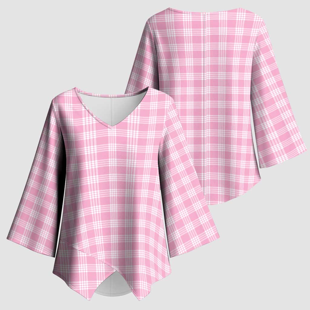 Light Pink Japanese Palaka Pride Kimono Sleeve Blouse - Polynesian Pride