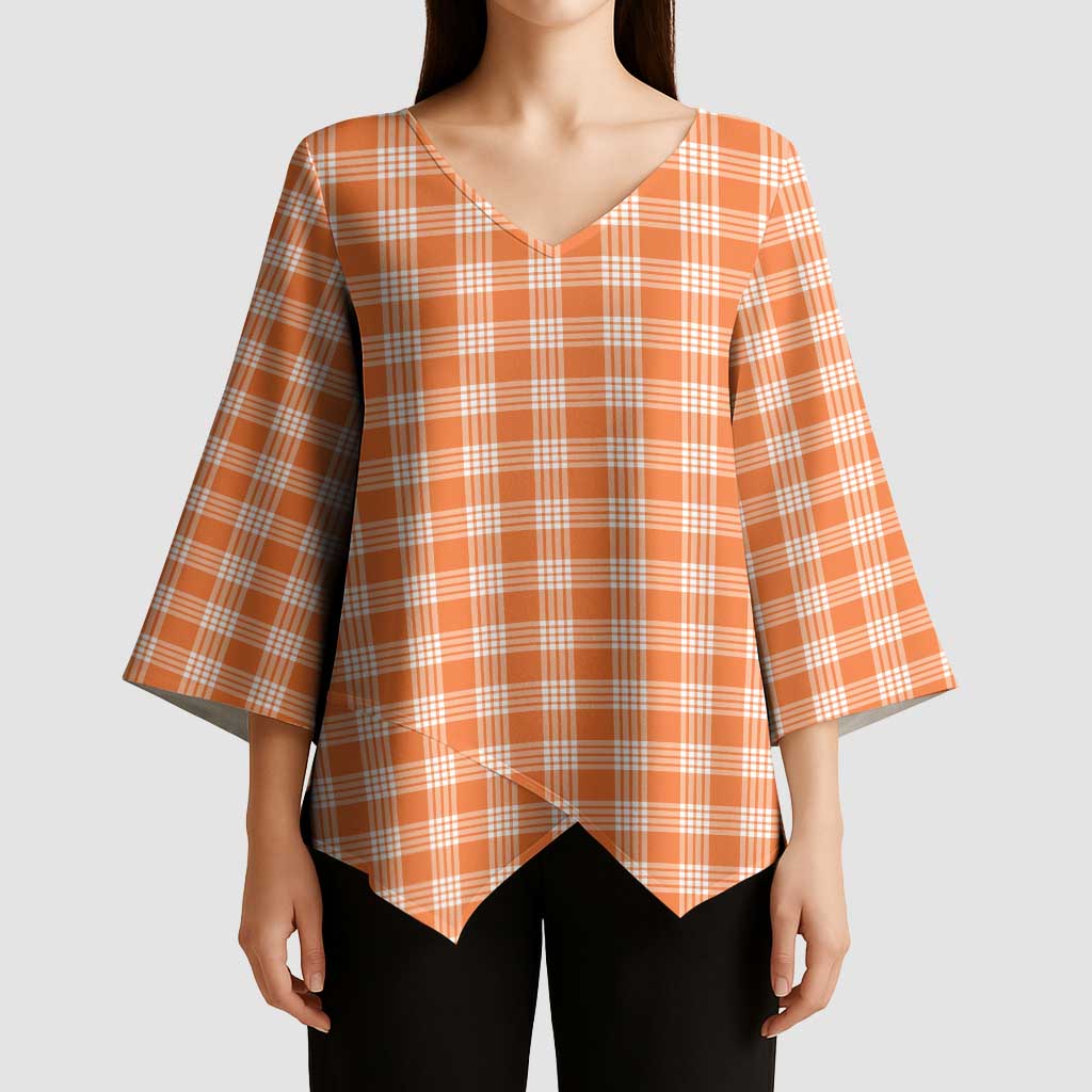 Orange Japanese Palaka Pride Kimono Sleeve Blouse - Polynesian Pride