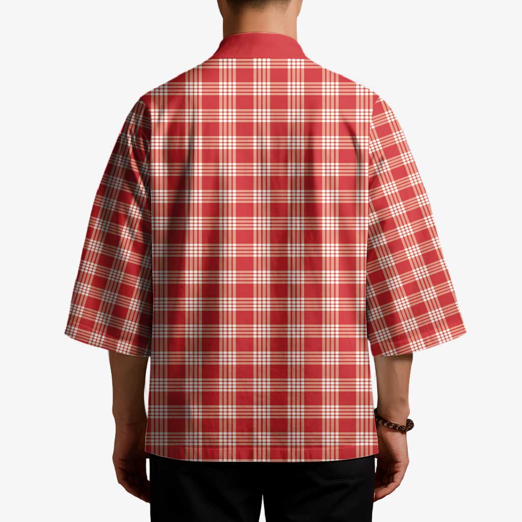 Red Japanese Palaka Pride Kimono - Polynesian Pride