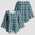 Dark Teal Japanese Palaka Pride Kimono Sleeve Blouse - Polynesian Pride