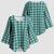 Teal Japanese Palaka Pride Kimono Sleeve Blouse - Polynesian Pride