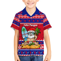 Custom Guam Christmas Family Matching Off Shoulder Maxi Dress and Hawaiian Shirt Guaman Santas Felis Pasgua LT14 Son's Shirt Blue - Polynesian Pride