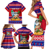 Custom Guam Christmas Family Matching Short Sleeve Bodycon Dress and Hawaiian Shirt Guaman Santas Felis Pasgua LT14 - Polynesian Pride