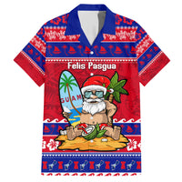 Custom Guam Christmas Family Matching Short Sleeve Bodycon Dress and Hawaiian Shirt Guaman Santas Felis Pasgua LT14 Dad's Shirt - Short Sleeve Blue - Polynesian Pride