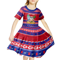Custom Guam Christmas Kid Short Sleeve Dress Guaman Santas Felis Pasgua LT14 - Polynesian Pride