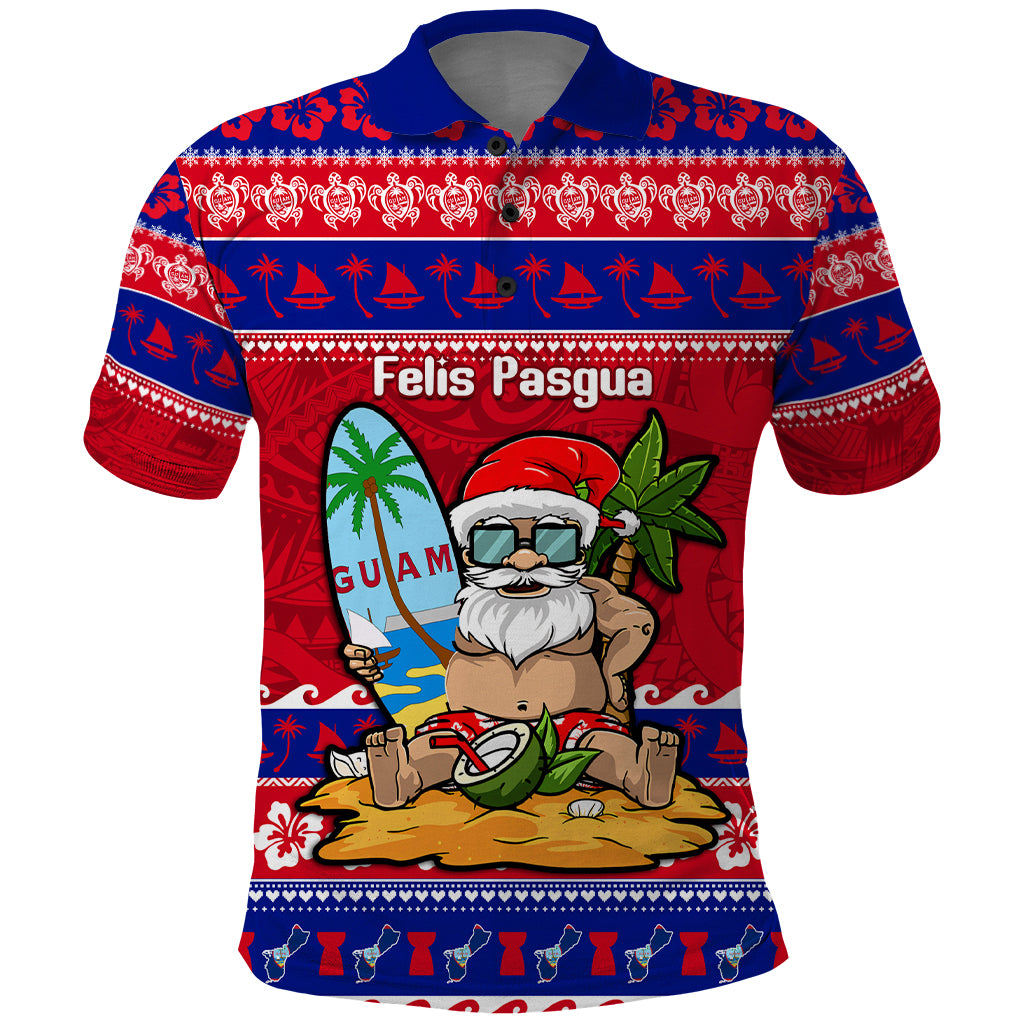 Custom Guam Christmas Polo Shirt Guaman Santas Felis Pasgua LT14 Blue - Polynesian Pride