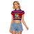 Custom Guam Christmas Raglan Cropped T Shirt Guaman Santas Felis Pasgua LT14 Female Blue - Polynesian Pride