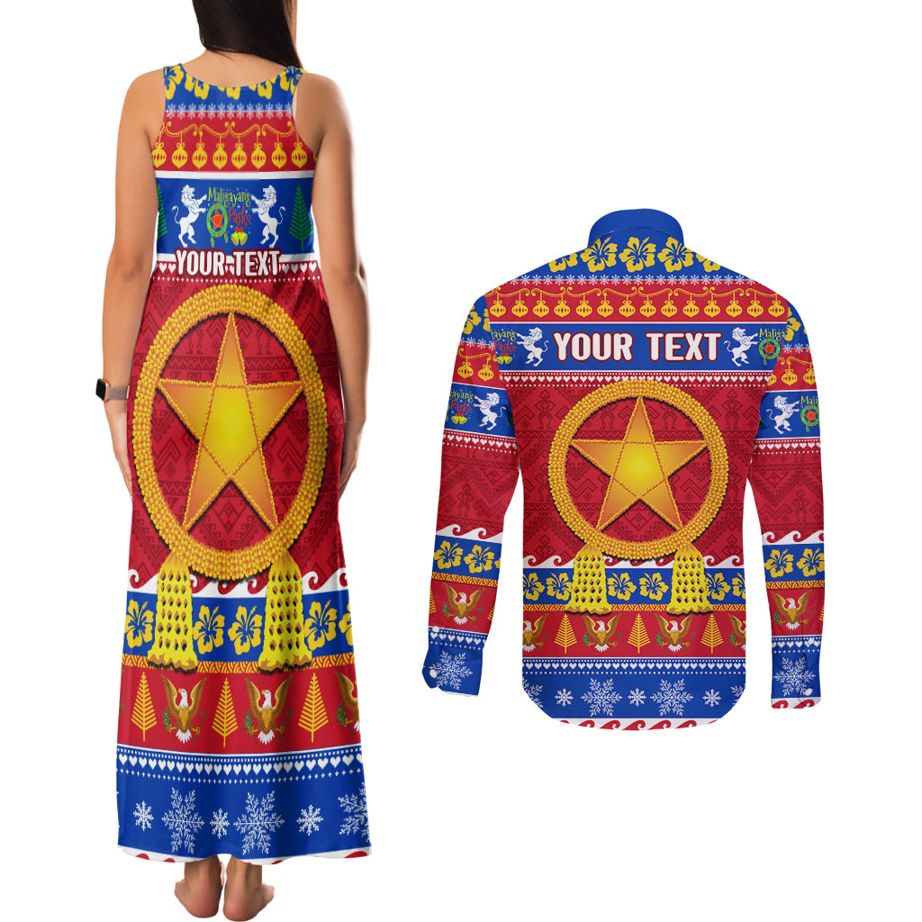 Custom Philippines Christmas Couples Matching Tank Maxi Dress and Long Sleeve Button Shirt Filipino Parol Maligayang Pasko LT14 - Polynesian Pride