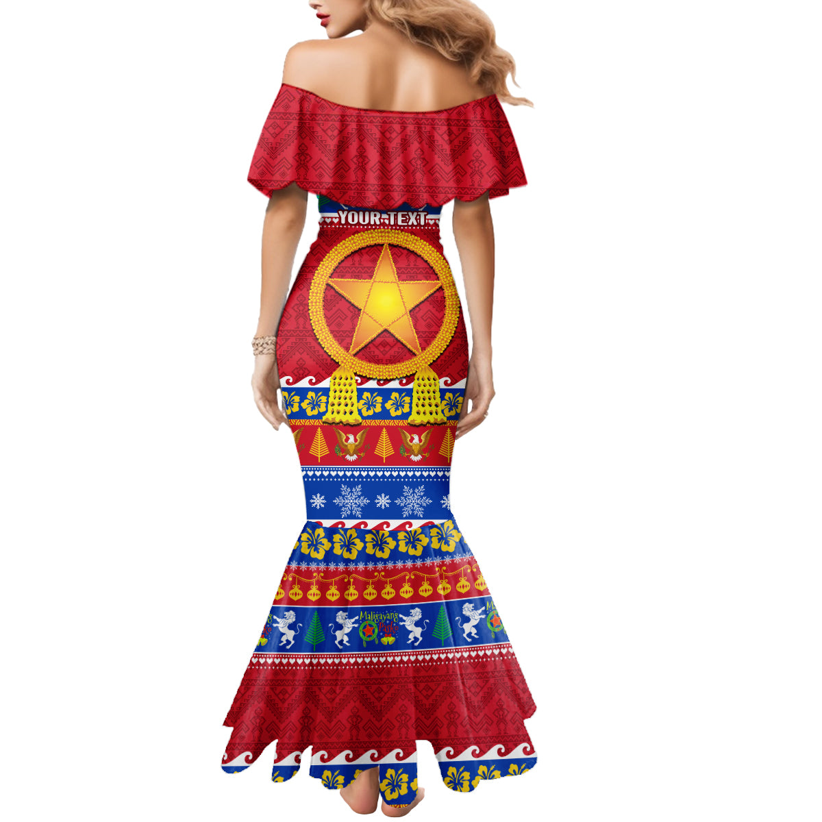 Custom Philippines Christmas Mermaid Dress Filipino Parol Maligayang Pasko LT14 - Polynesian Pride