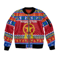 Custom Philippines Christmas Sleeve Zip Bomber Jacket Filipino Parol Maligayang Pasko LT14 Unisex Blue - Polynesian Pride