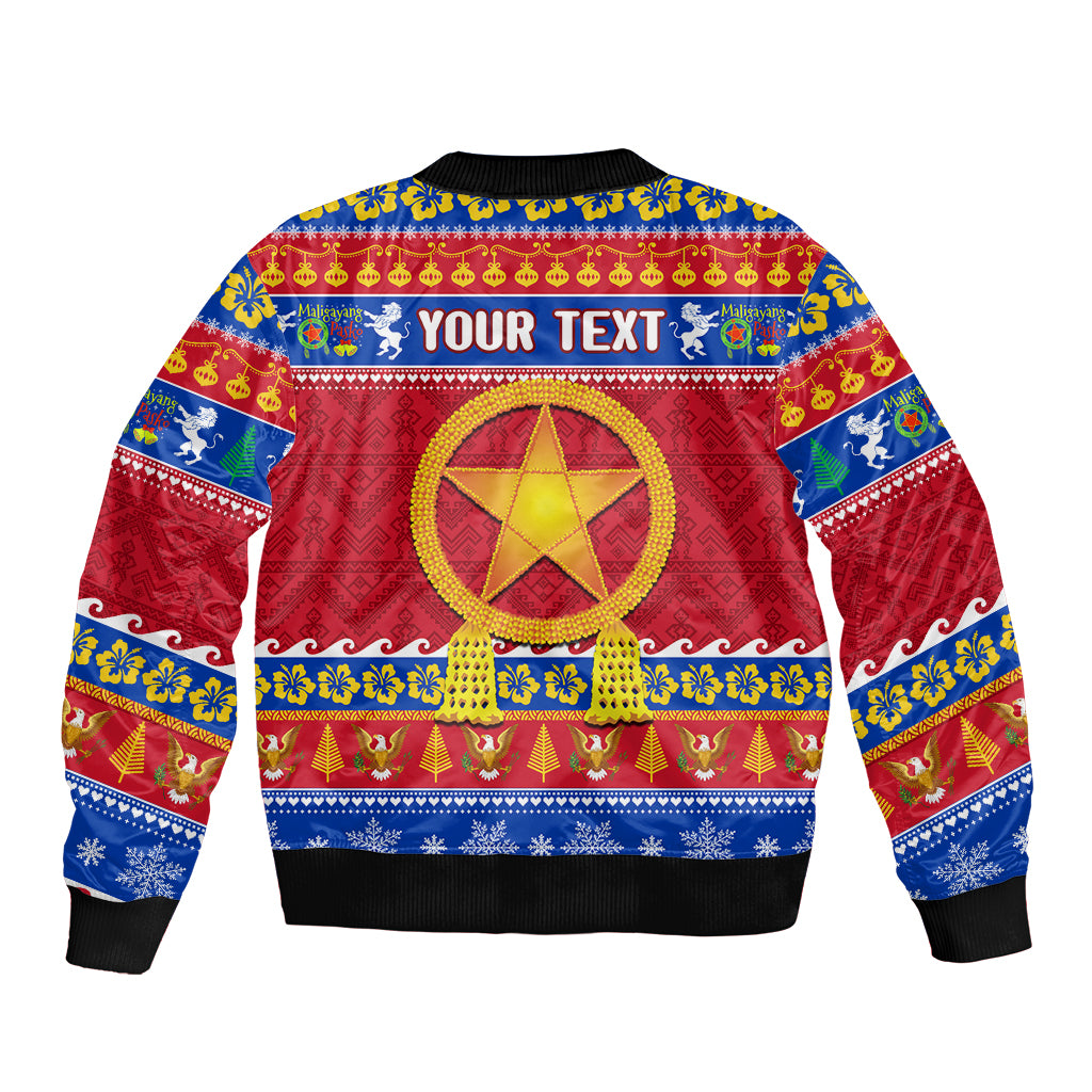 Custom Philippines Christmas Sleeve Zip Bomber Jacket Filipino Parol Maligayang Pasko LT14 - Polynesian Pride
