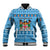Custom Fiji Christmas Baseball Jacket Fijian Tapa Marau na Kerisimasi LT14 Unisex Blue - Polynesian Pride