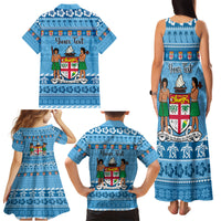 Custom Fiji Christmas Family Matching Tank Maxi Dress and Hawaiian Shirt Fijian Tapa Marau na Kerisimasi LT14 - Polynesian Pride