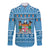 Custom Fiji Christmas Long Sleeve Button Shirt Fijian Tapa Marau na Kerisimasi LT14 Unisex Blue - Polynesian Pride