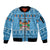 Custom Fiji Christmas Sleeve Zip Bomber Jacket Fijian Tapa Marau na Kerisimasi LT14 Unisex Blue - Polynesian Pride