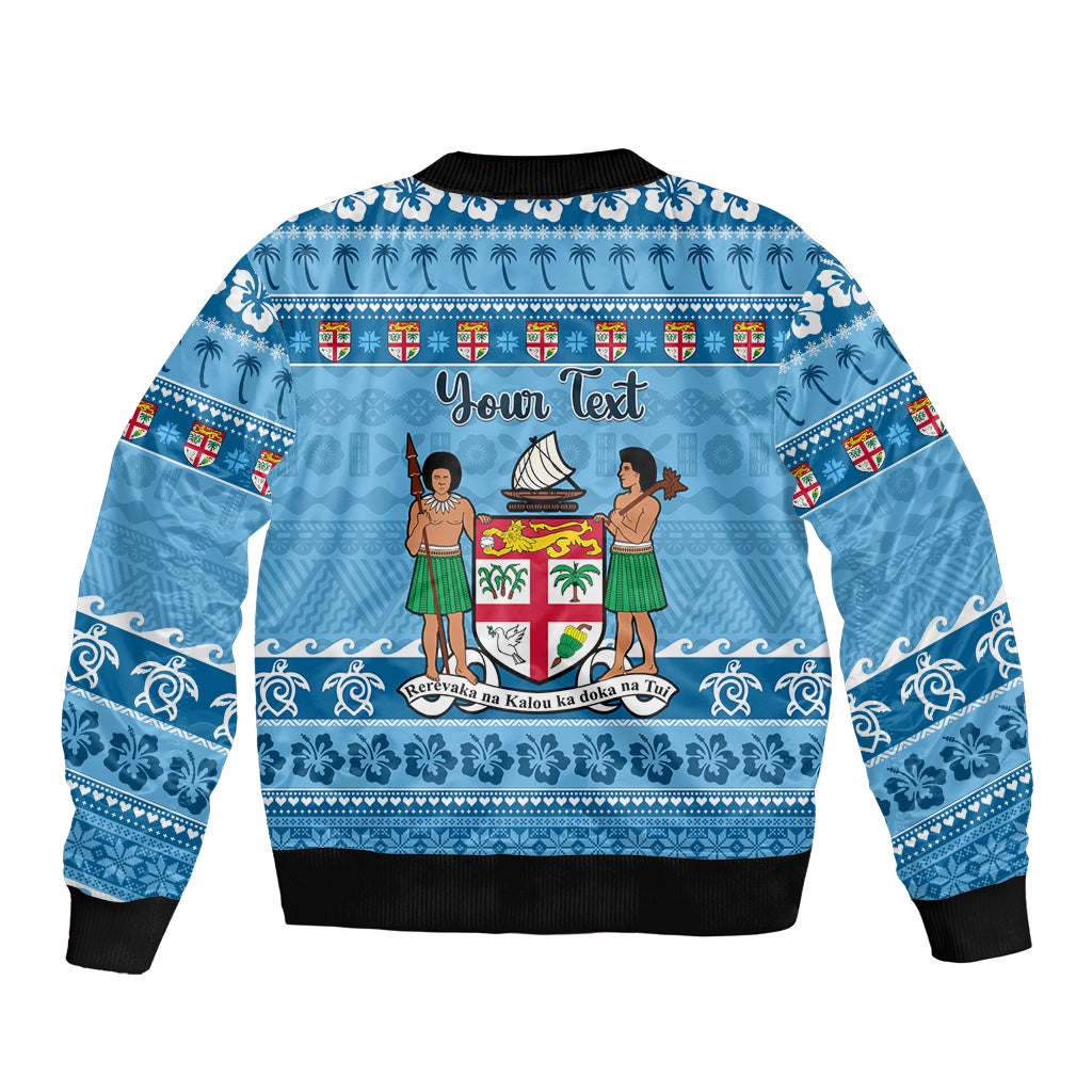 Custom Fiji Christmas Sleeve Zip Bomber Jacket Fijian Tapa Marau na Kerisimasi LT14 - Polynesian Pride