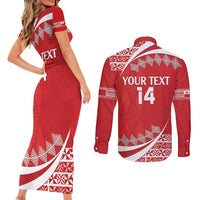 Custom Mate Maa Tonga Couples Matching Short Sleeve Bodycon Dress and Long Sleeve Button Shirt 2024 Go Champions